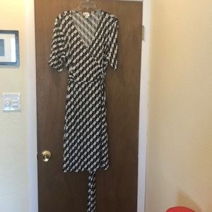 Geometric mock wrap dress